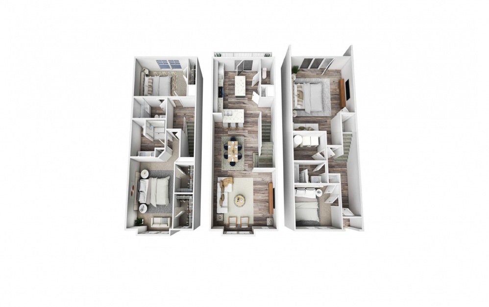 Kinsley - 4 bedroom floorplan layout with 3.5 baths and 2024 square feet.